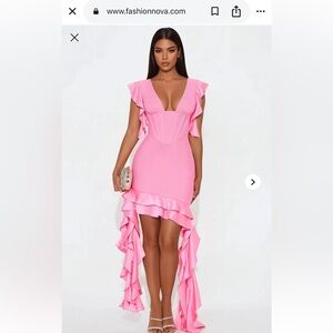 Elegant Pink Ruffle Dress